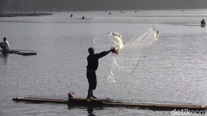 Warga Lumajang berburu ikan mabuk di Ranu Klakah.