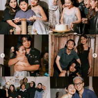 Meski hanya digelar di rumah, acara tampak meriah dengan kehadiran para sahabat, salah satunya desainer kenamaan, Didiet Maulana. Foto: Instagram/@arieltatum