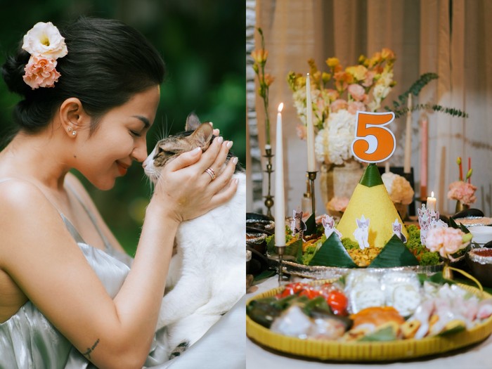 Ariel Tatum rayakan ultah kucing dengan tumpengan