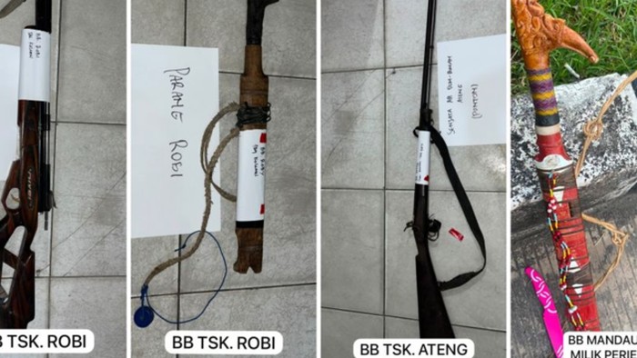 Barang bukti senpi rakitan milik para tersangka tragedi Katingan