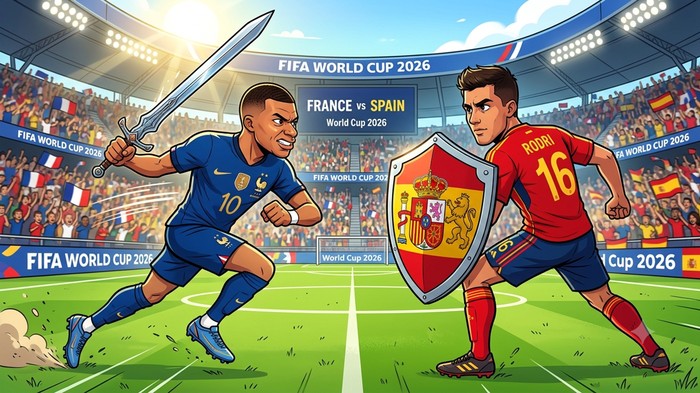 Ilustrasi Lini Serang Prancis Vs Tembok Pertahanan Spanyol