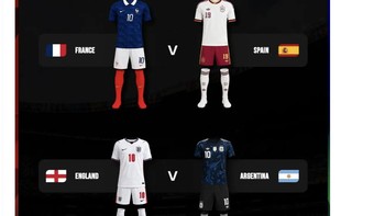 Ini jersey yang akan dikenakan masing-masing negara di babak semifinal Piala Dunia 2026. Foto: X.com