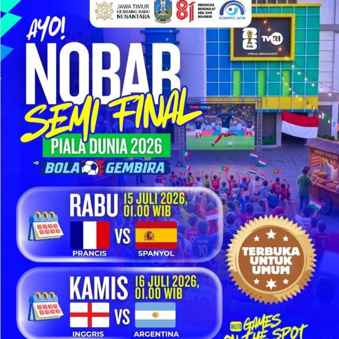 Poster nobar semifinal Piala Dunia 2026 Diskominfo Jatim