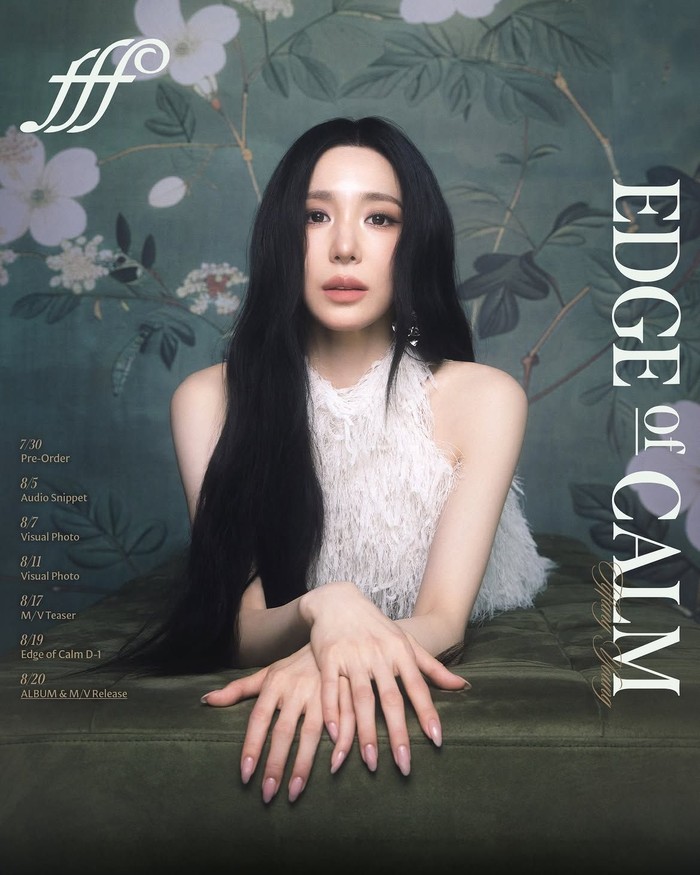 Poster comeback studio album perdana Tiffany Young Edge of Calm.