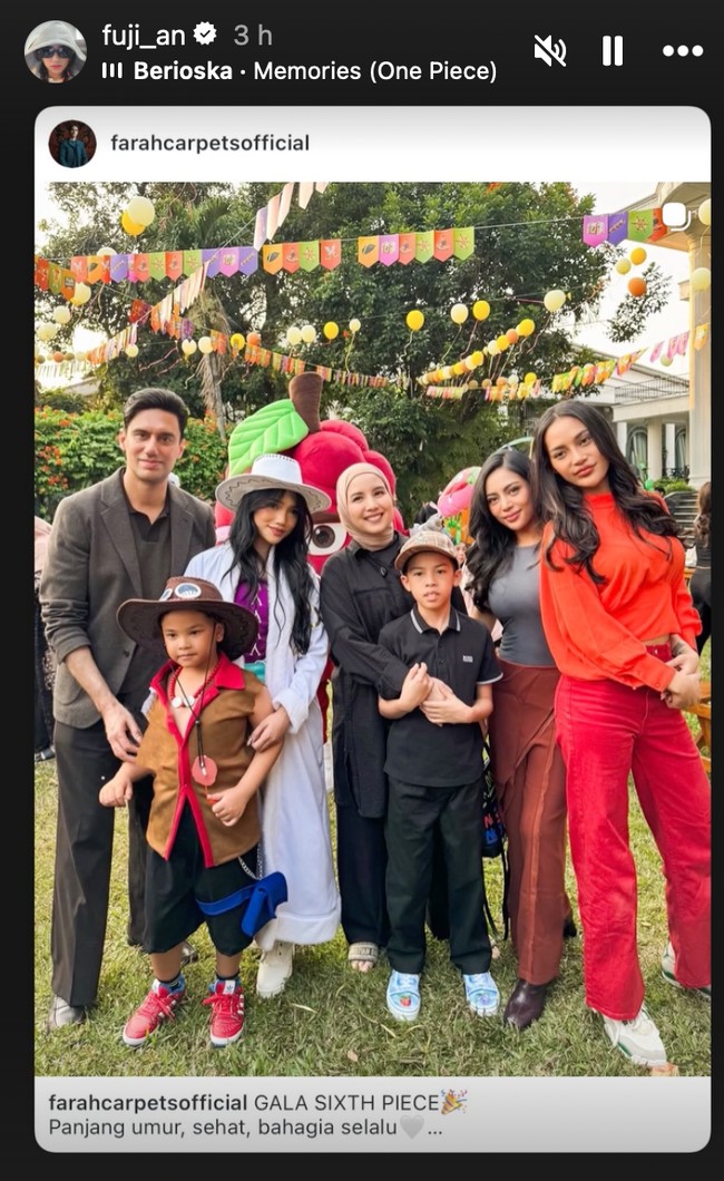 Kedua sahabat Fuji, Erika Carlina dan Rachel Vennya juga tampak hadir dengan mengajak serta anak mereka. Foto: Instagram/@fuji_an