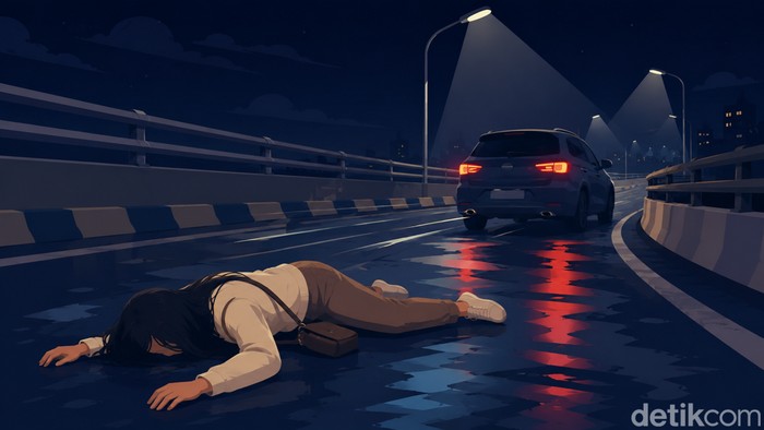 Ilustrasi wanita korban tabrak lari.