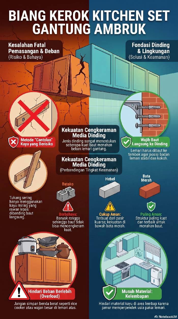 Infografis penyebab kitchen set ambruk