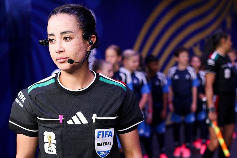 Katia Itzel Garcia KANSAS CITY, MISSOURI - JUNE 25: Referee Katia Garcia looks on in the tunnel prior to the FIFA World Cup 2026 Group F match between Tunisia and Netherlands at Kansas City Stadium on June 25, 2026 in Kansas City, Missouri. (Photo by Maja Hitij - FIFA/FIFA via Getty Images)