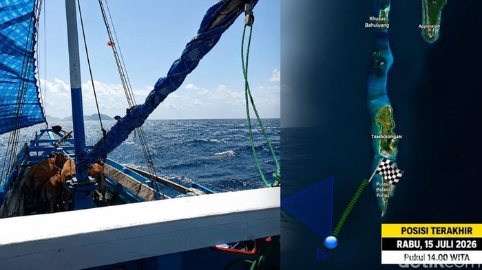 Posisi terakhir KLM Nurul Salsa saat mati mesin di Kepulauan Selayar.