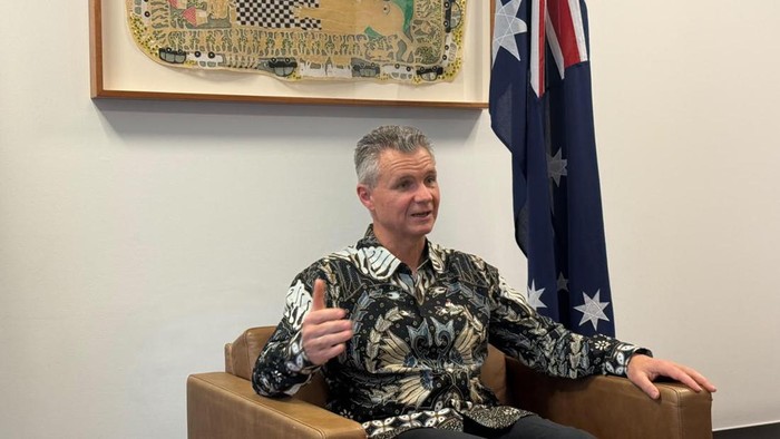 Asisten Menteri Luar Negeri dan Perdagangan Australia Matt Thistlethwite di Kedubes Australia Jakarta, Rabu (15/7/2026).