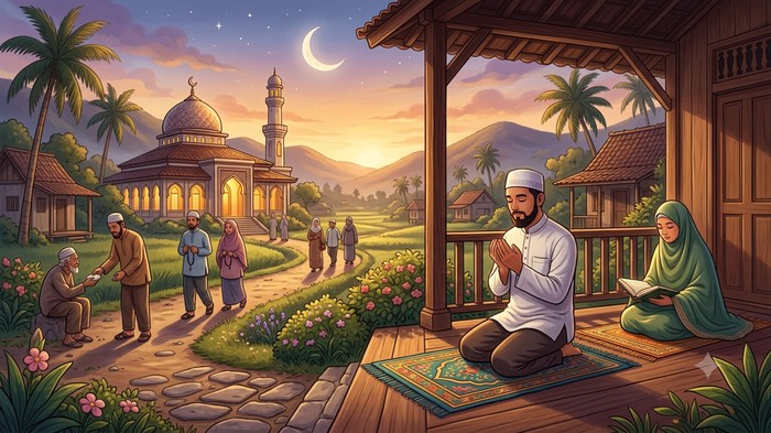 Ilustrasi ibadah di bulan Safar.