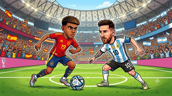 Ilustrasi Spanyol vs Argentina