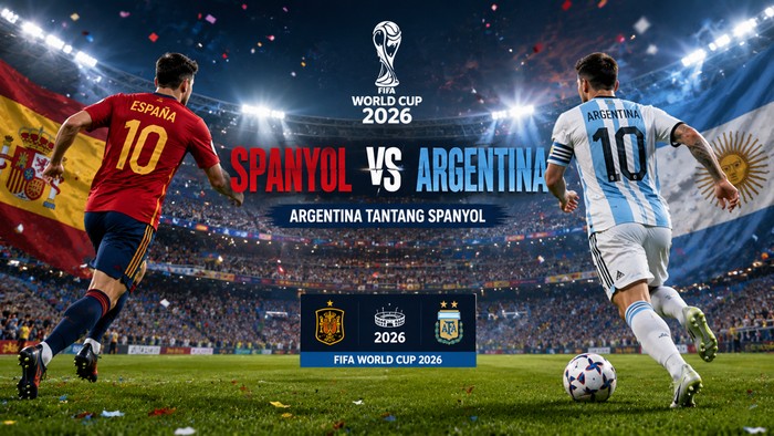 Ilustrasi Spanyol vs Argentina di Final Piala Dunia 2026 (dibuat dengan AI)