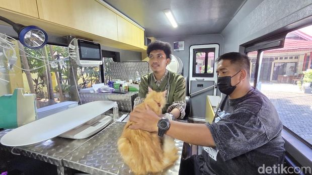 Mobil Klinik Hewan Keliling di Jaksel memberikan pengalaman baru bagi dokter hewan yang biasanya praktik di klinik atau Puskeswan (Taufiq/detikcom)