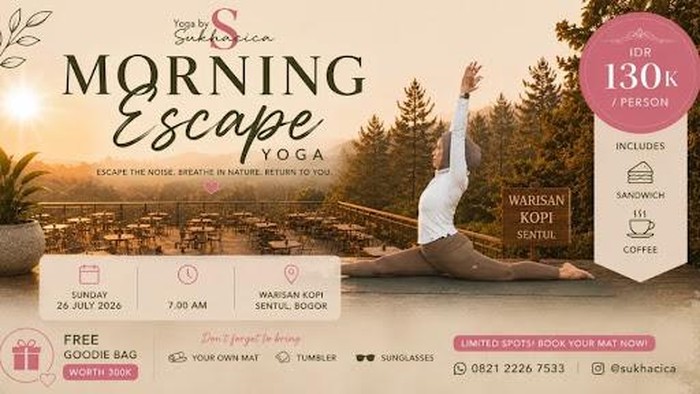 Morning Escape Yoga, Cara Baru Recharge Energi di Alam Terbuka Sentul