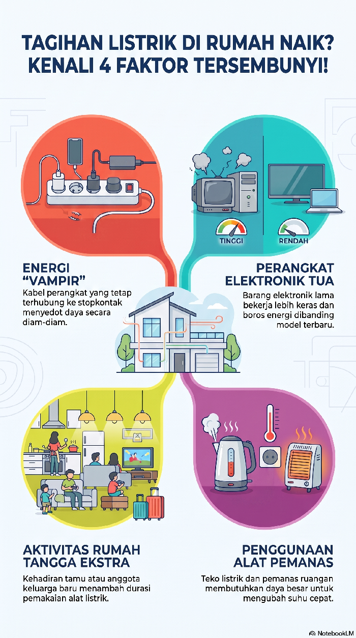 Penyebab tagihan listrik naik.