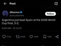 Tweet Tahun 2021 Prediksi Argentina Menang Lawan Spanyol, Netizen Debat