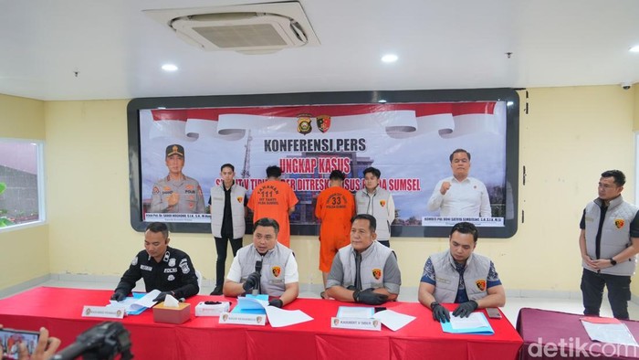 Polisi saat rilis kasus tindak pidana pemalsuan web pendaftaran Sumsel Bhayangkara Run 2026