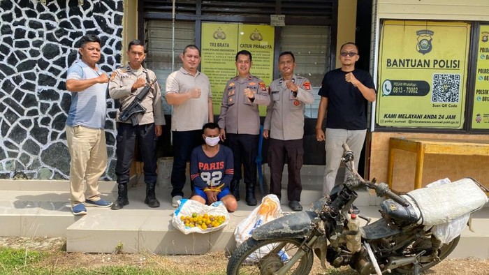 Tampang pelaku pencurian 700 kg jeruk di Ogan Ilir