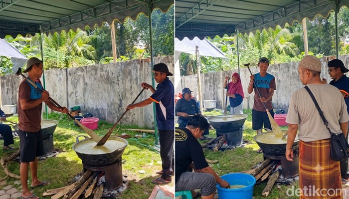 Tradisi memasak dodol jenang saat ada acara hajatan di Kotawaringin Barat, Kalteng.