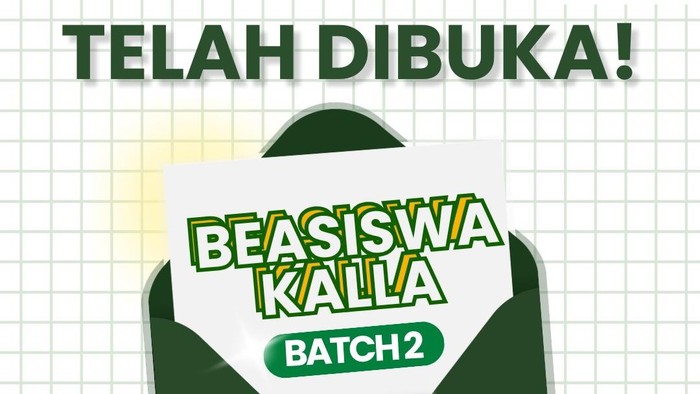 Beasiswa Kalla 2026 untuk maba asal Sulawesi.