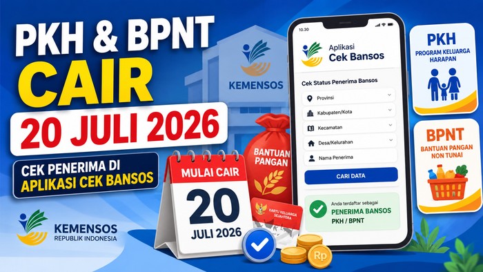 Ilustrasi pencairan bansos PKH dan BPNT 20 Juli 2026.
