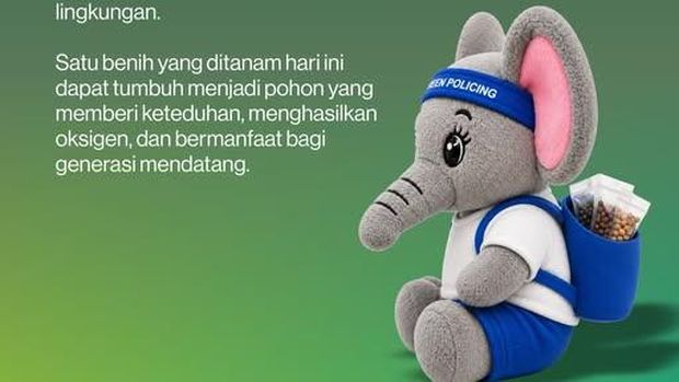 Merchandise unik di Riau Bhayangkara Run 2026: Boneka gajah Nona Seroja dan bibit pohon, Jumat (17/7/2026).