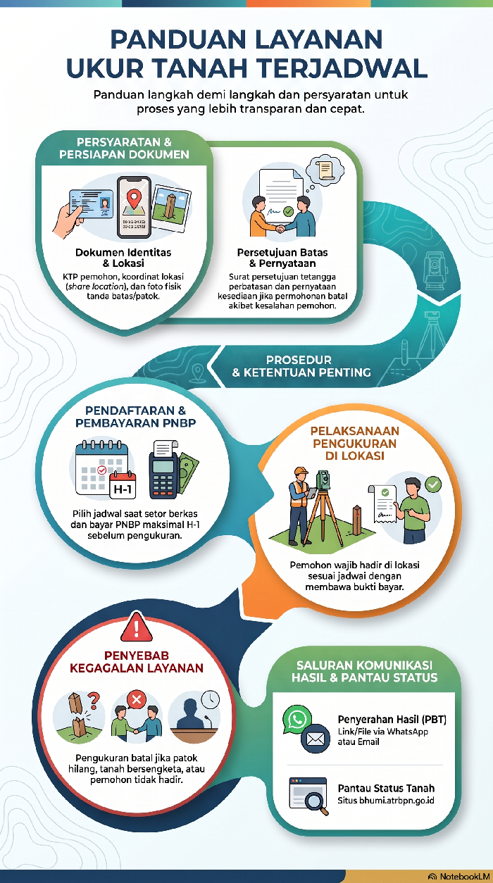 Panduan pengukuran tanah terjadwal.