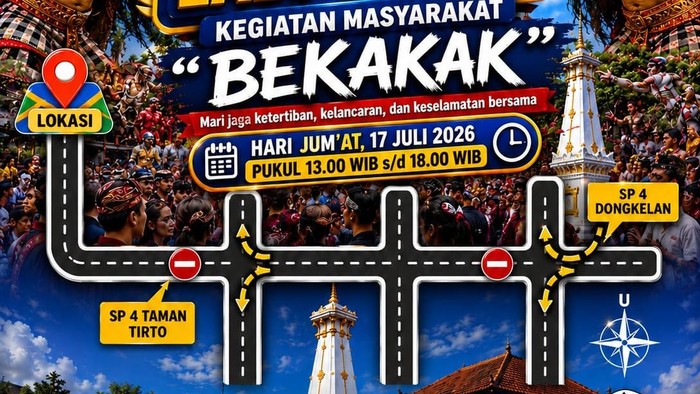 Pemberitahuan rekayasa lalin di ringroad selatan karena acara tradisi Saparan Bekakak.