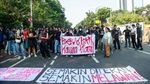 Suasana Aksi Mahasiswa di Jalan Medan Merdeka Selatan
