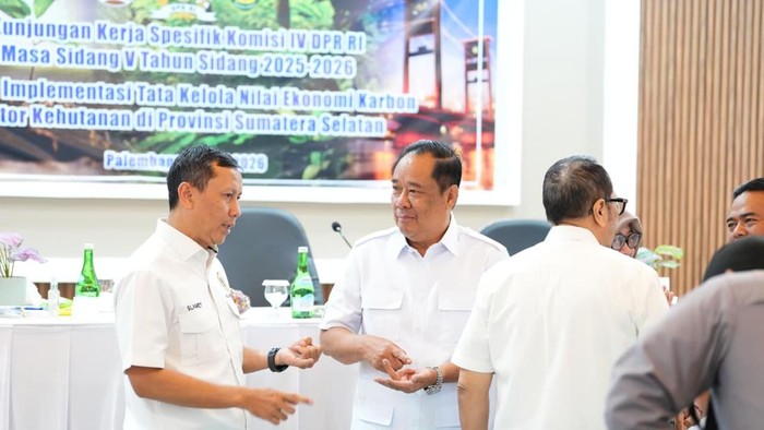 Wagub Sumsel Cik Ujang saat menerima kunjungan Komisi IV DPR RI di Palembang