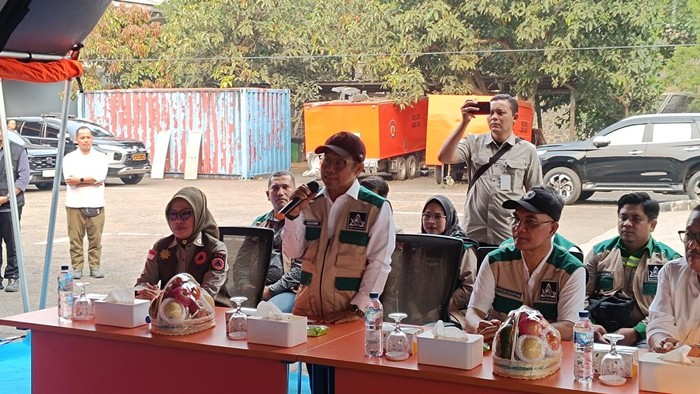 Cak Imin saat acara pelatihan relawan tanggap bencana Sigap Bangsa di Bogor, Sabtu (18/7/2026) (Rizky/detik)