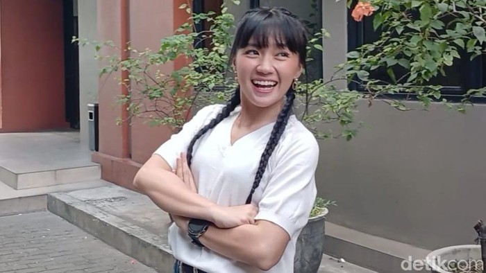 Cindy Gula saat ditemui di kawasan Trans TV, Jakarta Selatan.