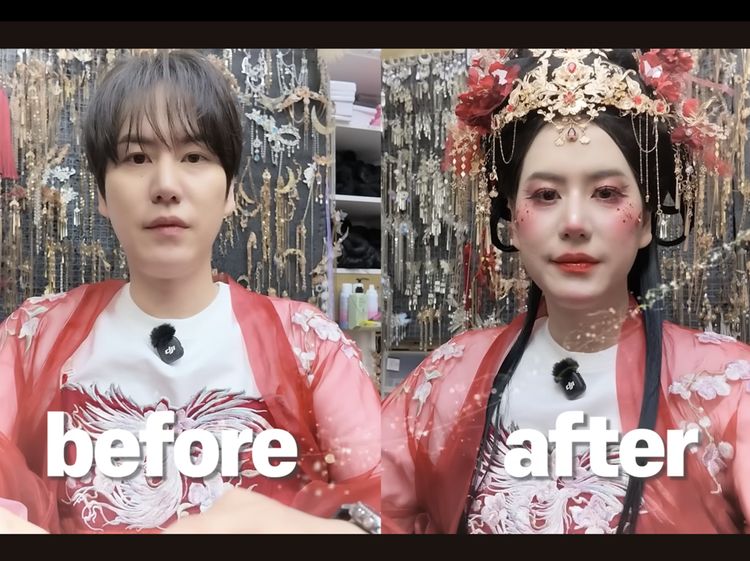 Bukan AI, Kyuhyun Super Junior Berubah Cantik dengan Makeup Wanghong di Cina
