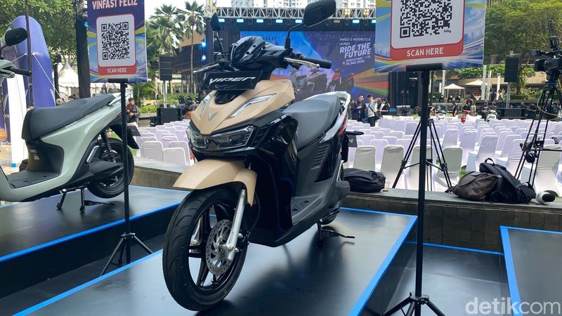 VinFast resmi meluncurkan tiga motor listrik di Jakarta, Sabtu (18/7/2026). Ada tiga model yang dipasarkan yakni VinFast Evo, VinFast Feliz II, VinFast Viper. VinFast resmi meluncurkan tiga motor listrik di Jakarta, Sabtu (18/7/2026). Ada tiga model yang dipasarkan yakni VinFast Evo, VinFast Feliz II, VinFast Viper.