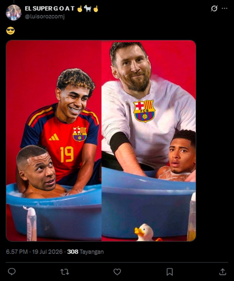 Jelang final Piala Dunia 2026 antara Spanyol vs Argentina, sederet meme muncul di media sosial. Beberapa menyindir fans Criatiano Ronaldo dan Real Madrid.