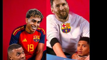 Yamal yang saat ini memperkuat Barcelona mengalahkan Kylian Mbappe yang merupakan pemain Real Madrid. Begitu pun Leonal Messi mantan pesepakbola Barcelona yang juga mengalahkan pemain Real Madrid, Jude Bellingham. Foto: X.com