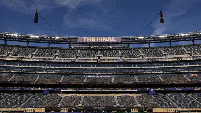 NEW YORK, NEW YORK - JULY 17: A general view of the FIFA World Cup 2026 Final signage at New York New Jersey Stadium ahead of the FIFA World Cup 2026 Final on July 17, 2026 in New York City. (Photo by Tullio Puglia - FIFA/FIFA via Getty Images)