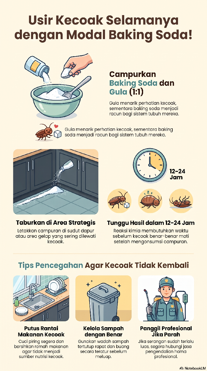infografis basmi kecoak pakai baking soda
