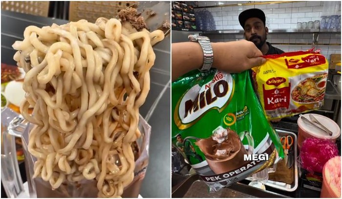 Kreasi es cokelat dan mie instans