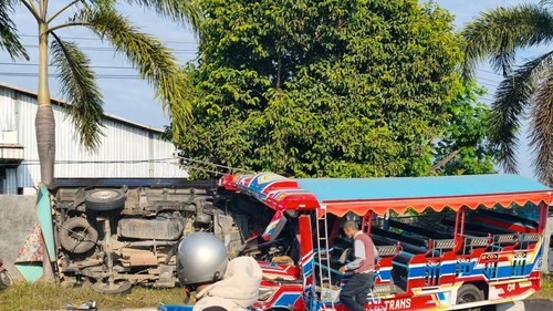 Tabrakan odong-odong dengan pikap di Bypass BIL-Mataram, Minggu (19/7/2026).