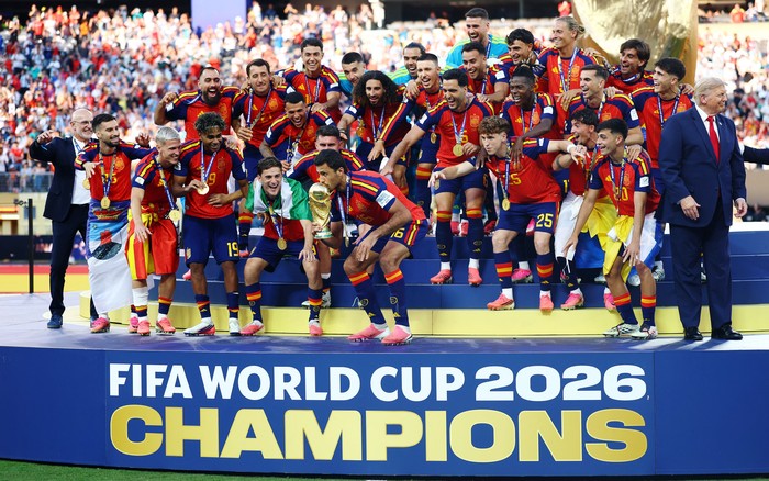 Spanyol rayakan kemenangan di Piala Dunia 2026 (Foto: REUTERS/Hannah McKay)