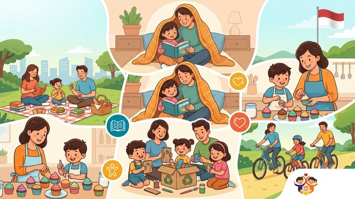 Ilustrasi kegiatan bersama buah hati di Hari Anak Nasional.