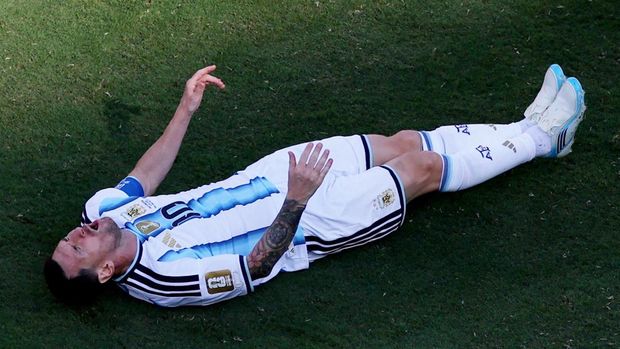 Lionel Messi bereaksi dalam pertandingan final Piala Dunia FIFA 2026 antara Argentina dan Spanyol di New York/New Jersey Stadium, East Rutherford, New Jersey, Amerika Serikat, Minggu (19/7/2026). Lionel Messi bereaksi dalam pertandingan final Piala Dunia FIFA 2026 antara Argentina dan Spanyol di New York/New Jersey Stadium, East Rutherford, New Jersey, Amerika Serikat, Minggu (19/7/2026). (REUTERS/Carlos Barria)