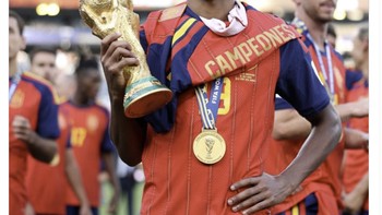 Meme ekspresi Yamal menggenggam Piala Dunia. Foto: via X.com
