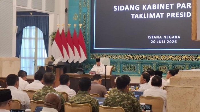 Prabowo pimpin sidang kabinet paripurna di Istana Negara, Jakarta, Senin (20/7/2026). (Eva/detik)