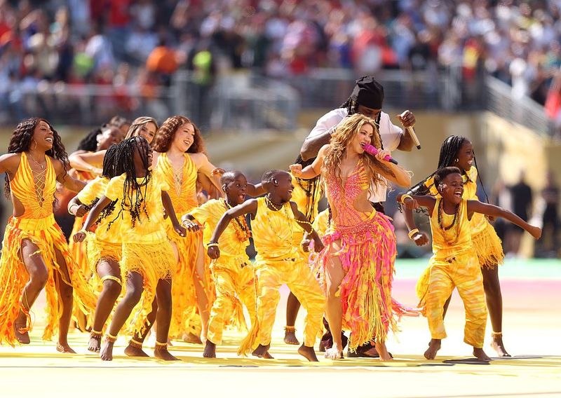 Shakira tampil saat jeda pertandingan final Piala Dunia FIFA 2026 antara Spanyol dan Argentina di Stadion New York New Jersey pada 19 Juli 2026 di East Rutherford, New Jersey.