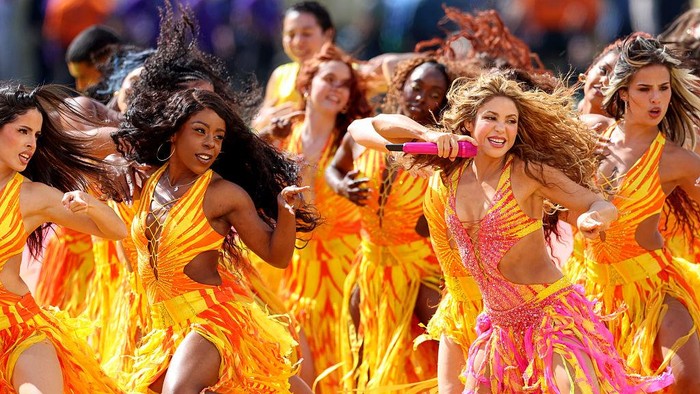 Shakira tampil saat jeda pertandingan final Piala Dunia FIFA 2026 antara Spanyol dan Argentina di Stadion New York New Jersey pada 19 Juli 2026 di East Rutherford, New Jersey.