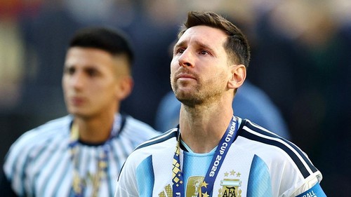 Soccer Football - FIFA World Cup 2026 - Final - Spain v Argentina - New York/New Jersey Stadium, East Rutherford, New Jersey, U.S. - July 19, 2026 Argentinas Lionel Messi looks dejected after losing the World Cup final REUTERS/Agustin Marcarian