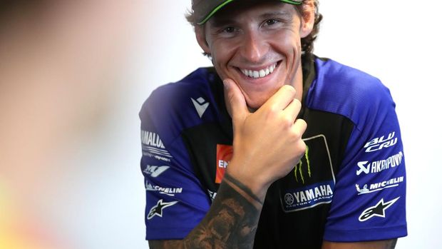 2285351469 HOHENSTEIN-ERNSTTHAL, GERMANY - JULY 09: Fabio Quartararo of France riding a Monster Energy Yamaha talking to journalists at Sachsenring Circuit on July 09, 2026 in Hohenstein-Ernstthal, Germany. (Photo by Gold & Goose Photography/Getty Images)